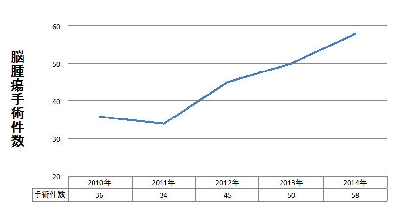 過去5年間の脳腫瘍手術件数の年次推移イメージ