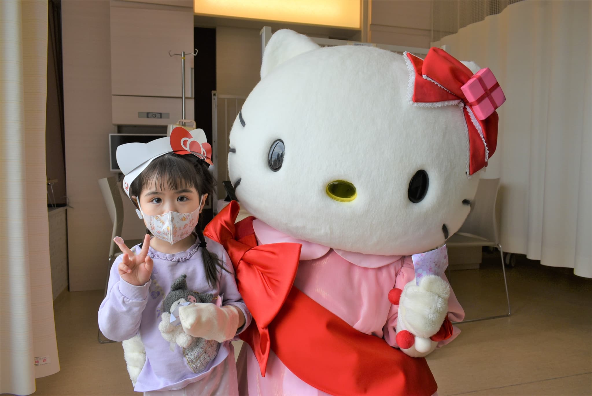 足立病院　キティちゃん　マスコット Yahoo!オークション - 非売品 足立病院×ハローキティコラボ